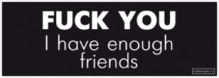 Наклейки на автомобиль "Fuck you, I have enough friends"