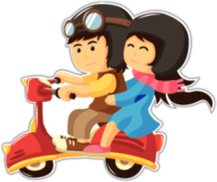 Наклейки на автомобиль "Парочка на мопеде"
