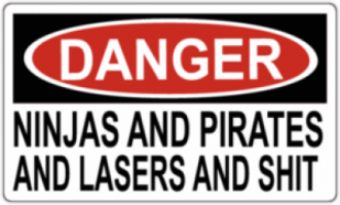 Наклейки на автомобиль "DANGER: NINJAS AND PIRATES"