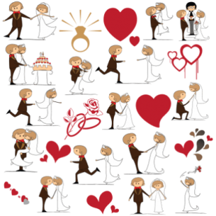 Стикеры на автомобиль "Свадебные - Набор"