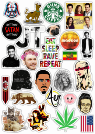 Стикеры на авто "Stickerbomb/ Вариант 36"